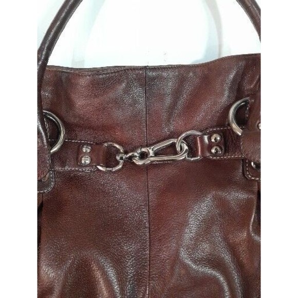 Leather Purse B.MAKOWSKY Raisin Brown Belted Clip Shoulder Bag -VERY NICE - Picture 13 of 16